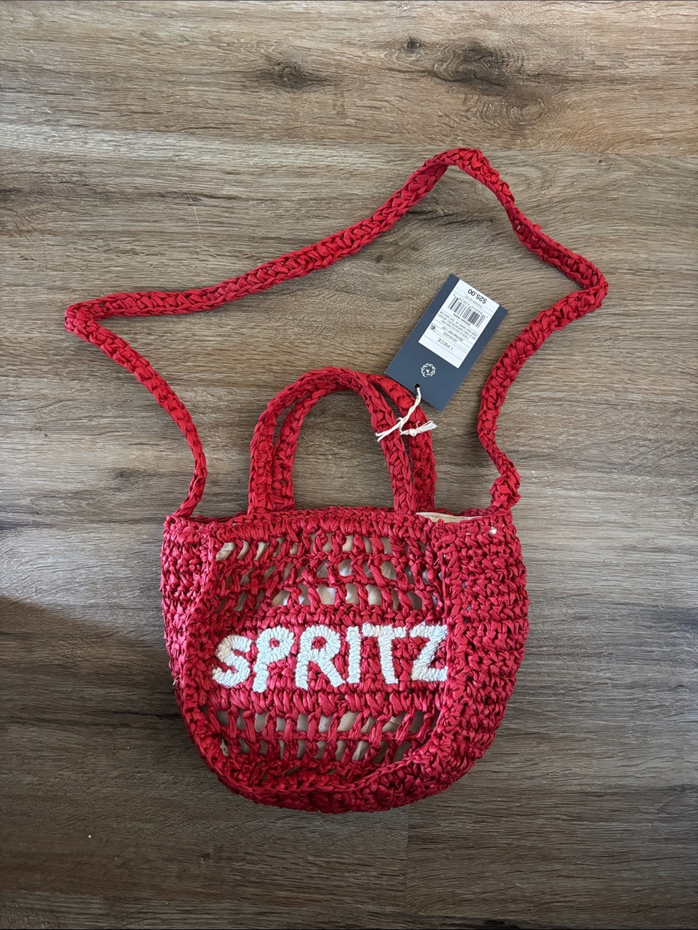 💛2 for $15! Spritz Red Woven Crossbody Bag with White Logo